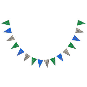 Green und Blue Bandanna Wood Muster Geburtstag Wimpelkette