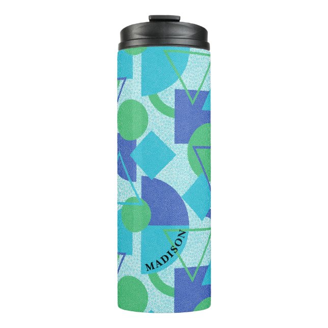 Green und Blue Bauhaus Style Thermosbecher (Vorderseite)