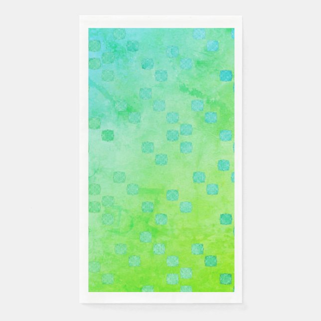 Green und Blue Contemporary Polka Dots Muster Serviette (Vorderseite)