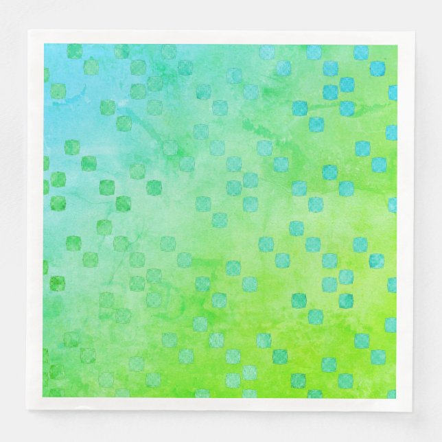 Green und Blue Contemporary Polka Dots Muster Serviette (Vorderseite)