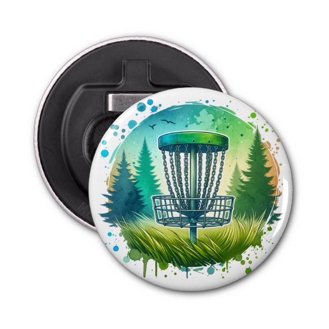 Green und Blue Disk Golf Themed Flaschenöffner (Vorderseite)