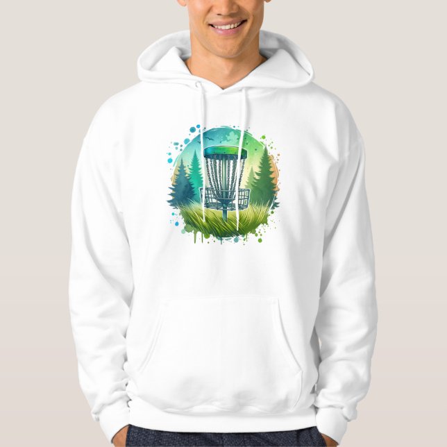 Green und Blue Disk Golf Themed Hoodie (Vorderseite)
