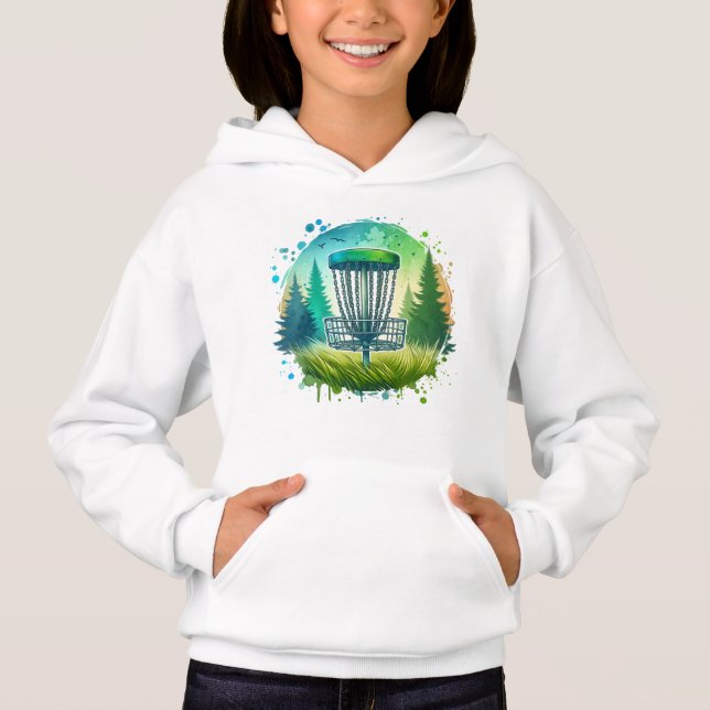 Green und Blue Disk Golf Themed Hoodie (Vorderseite)