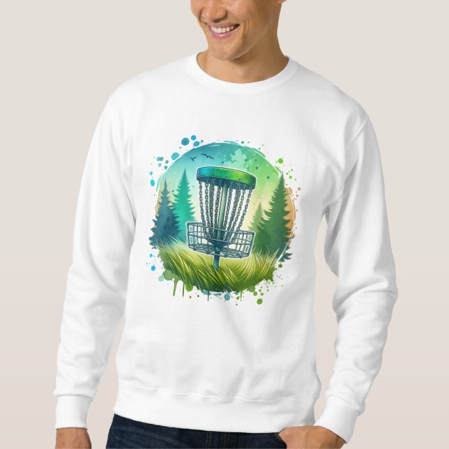 Green und Blue Disk Golf Themed Sweatshirt (Vorderseite)