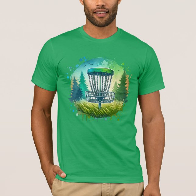 Green und Blue Disk Golf Themed T-Shirt (Vorderseite)