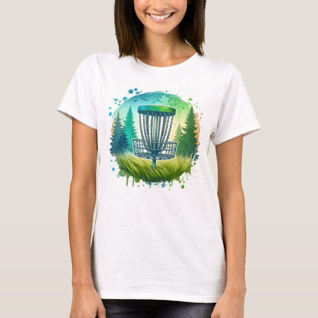Green und Blue Disk Golf Themed T-Shirt (Vorderseite)