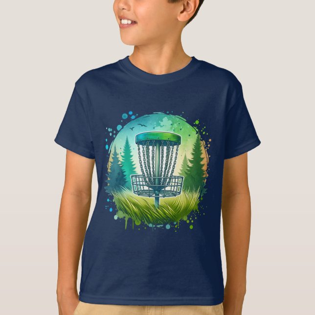 Green und Blue Disk Golf Themed T-Shirt (Vorderseite)
