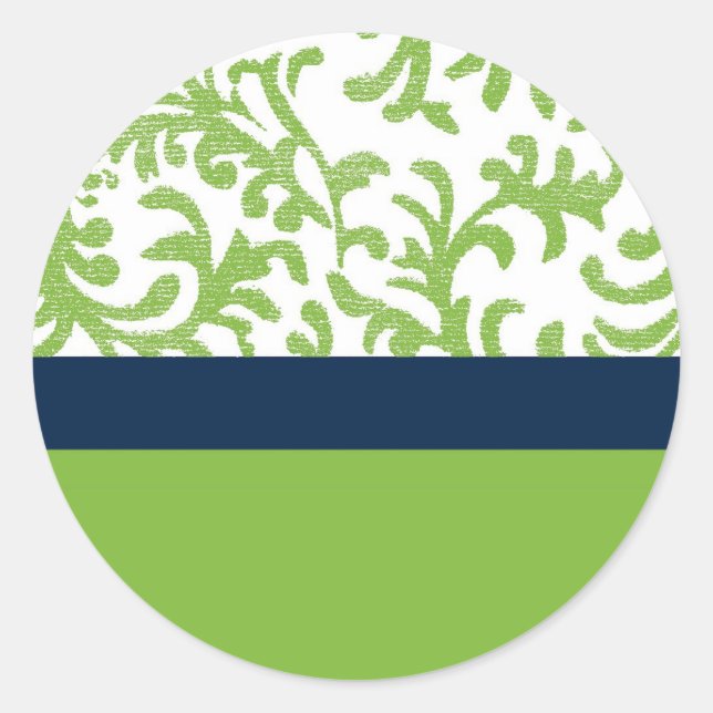 Green und Blue Floral Muster Runder Aufkleber (Vorderseite)