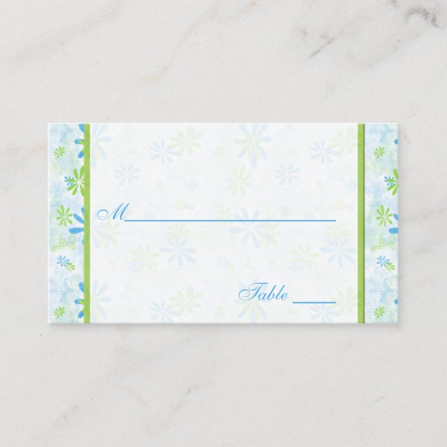 Green und Blue Floral Placecards Platzkarte (Vorderseite)