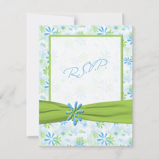 Green und Blue Floral Repcard Einladung (Vorderseite)