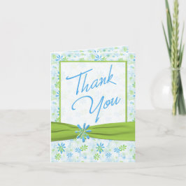 Green und Blue Floral Vielen Dank Note Card Dankeskarte