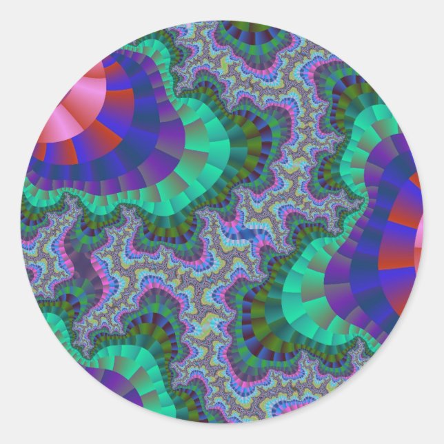 Green und Blue Gear Runder Aufkleber (Vorderseite)