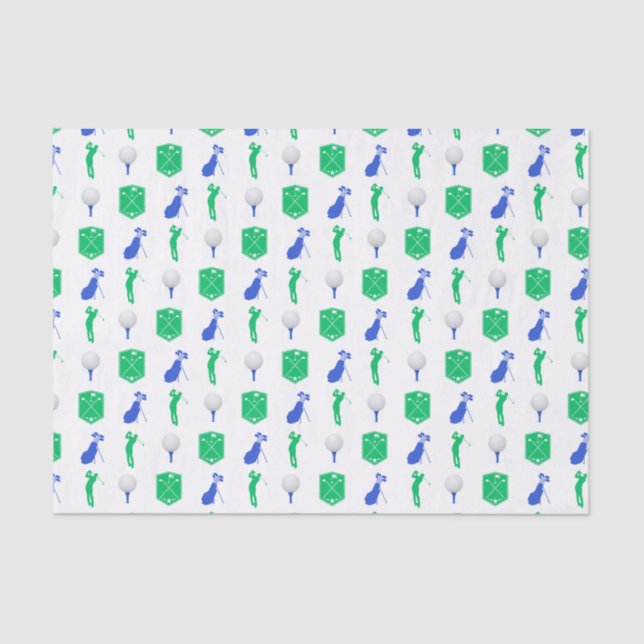 Green und Blue Golf Icons Seidenpapier (Vorderseite)