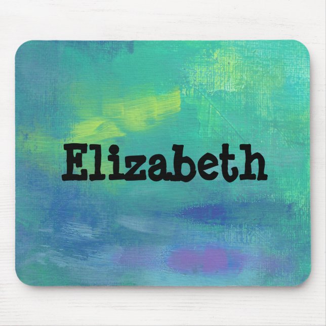 Green und Blue Impressionist Abstrakt Personalisie Mousepad (Vorne)