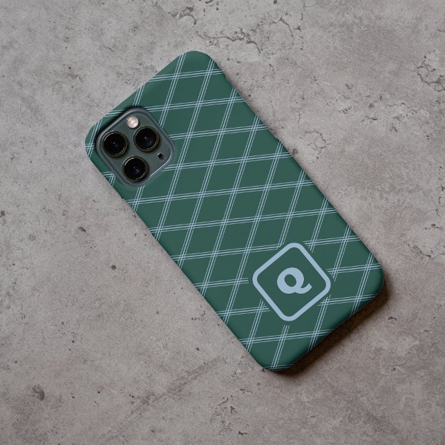 Green und Blue Mit Monogramm Art Deco Diamanten Case-Mate iPhone Hülle (in-situ)
