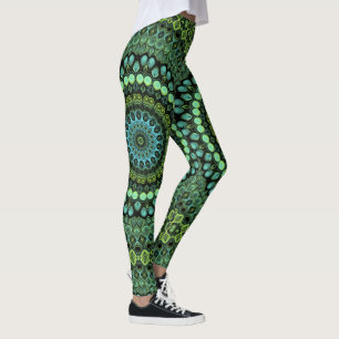 Green und Blue Peacock Mandala Design Leggings