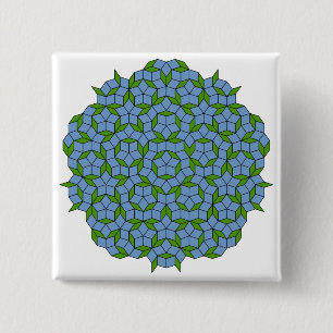 Green und Blue Penrose Rhombus Muster Button