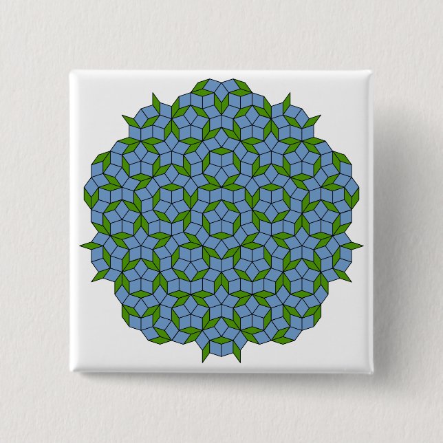 Green und Blue Penrose Rhombus Muster Button (Vorderseite)