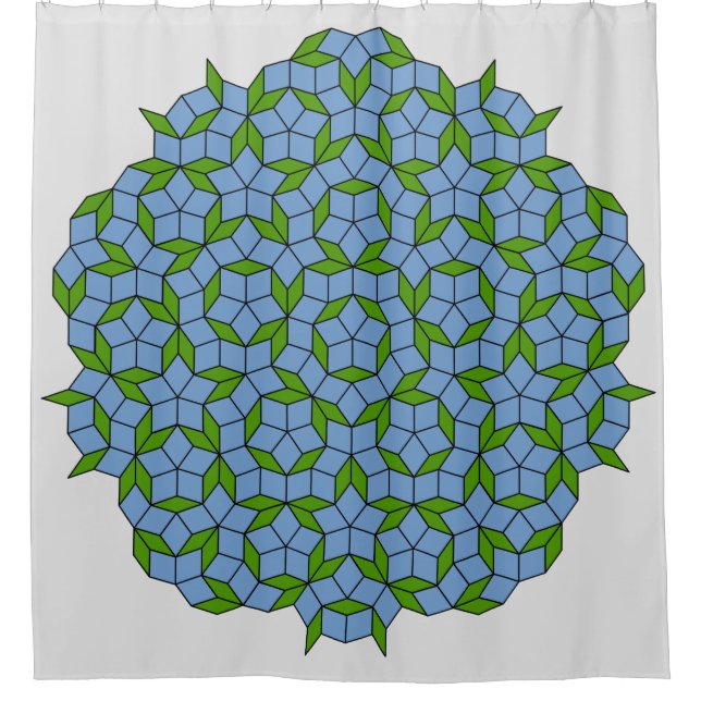 Green und Blue Penrose Rhombus Muster Duschvorhang (Vorderseite)