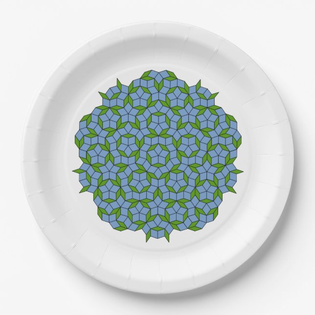 Green und Blue Penrose Rhombus Muster Pappteller (Vorderseite)