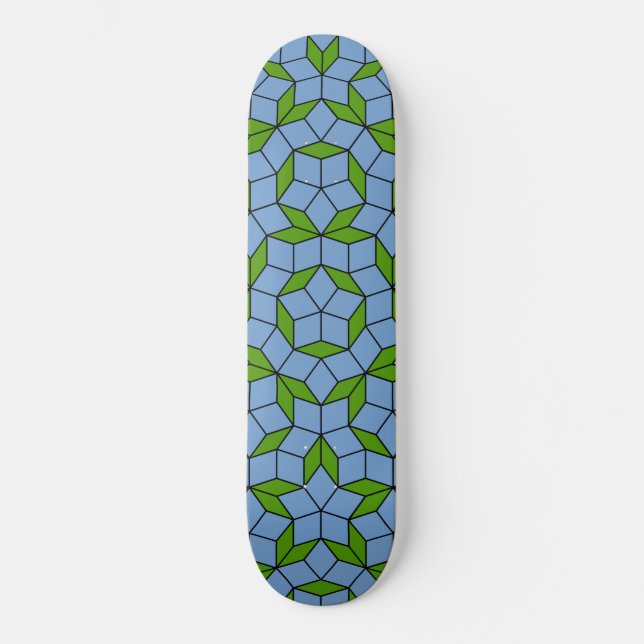 Green und Blue Penrose Rhombus Muster Skateboard (Vorderseite)