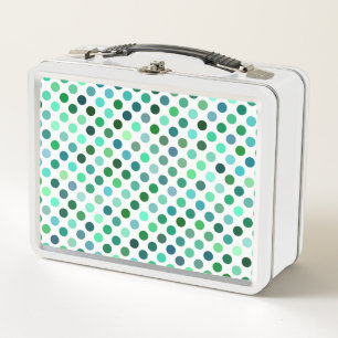 Green und Blue Polka Dot Metall Brotdose