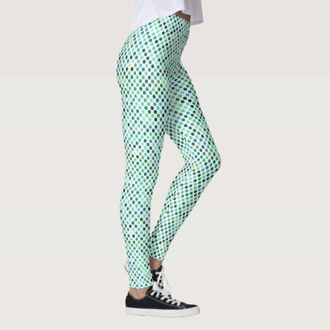 Green und Blue Polka Dot Muster Leggings (Rechts)