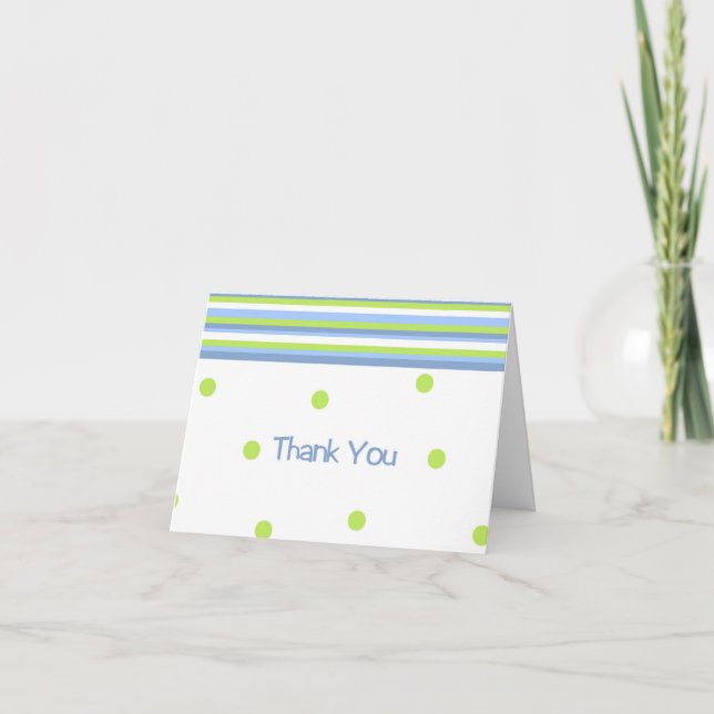 Green und blue polka dot strichen danke card (Vorderseite)