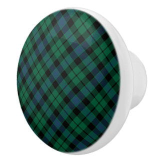 Green und Blue Scottish Kariert Clan MacKay Tartan Keramikknauf