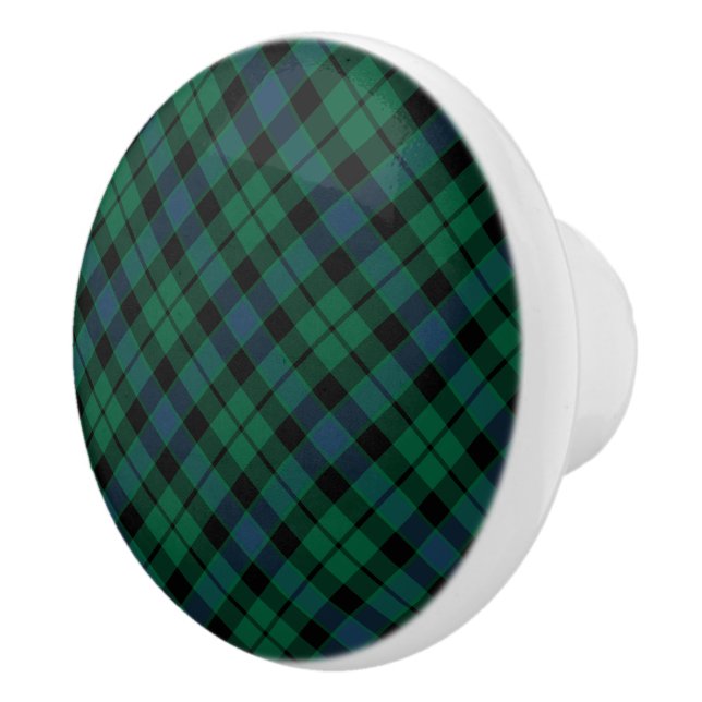 Green und Blue Scottish Kariert Clan MacKay Tartan Keramikknauf (Rechts)
