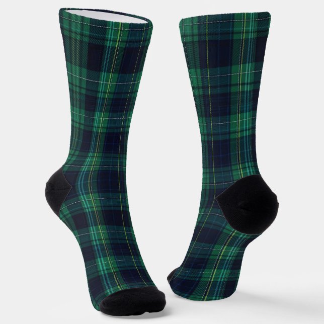 Green und Blue Scottish Tartan Kariert Socken (Gewinkelt)