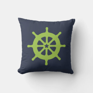 Green und Blue Ship Wheel Kissen