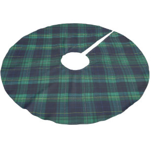 Green und Blue Tartan Kariert Polyester Weihnachtsbaumdecke