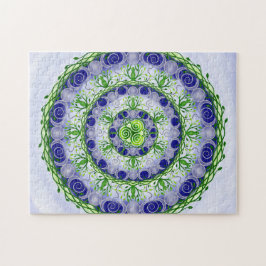 Green und Blue Triple Moon Goddess Mandala Puzzle