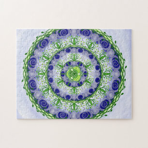 Green und Blue Triple Moon Goddess Mandala Puzzle