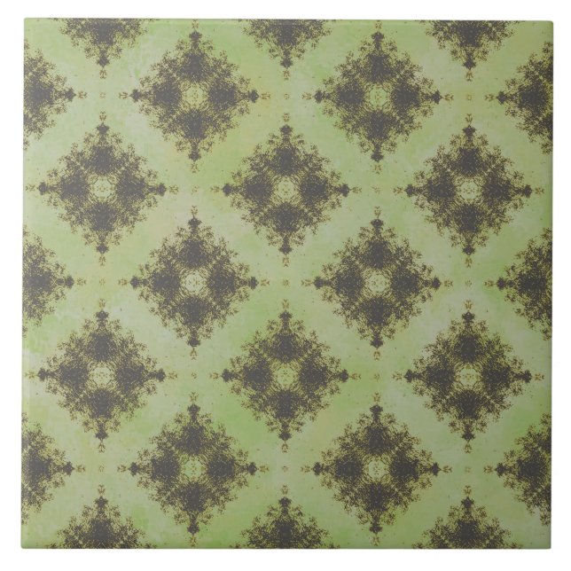 Green und Bronze Diamond Burst Pattern Fliese (Vorderseite)