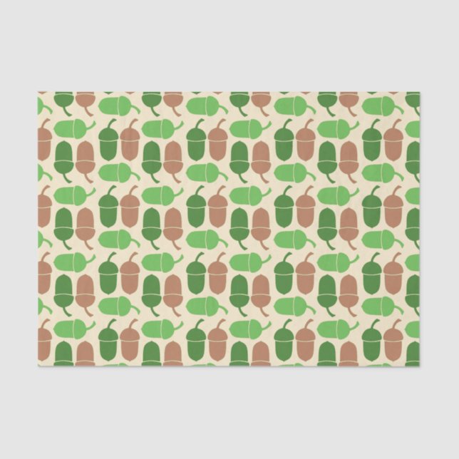 Green und Brown Acorn Muster Seidenpapier (Vorderseite)