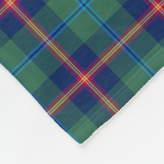 Green und Dark Blue Clan Young Tartan Fleecedecke (Ecke)