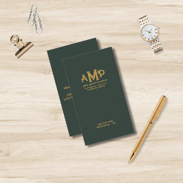 Green und Gold 3 Letter Monogram Business-Logo Visitenkarte