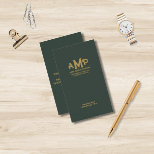 Green und Gold 3 Letter Monogram Business-Logo Visitenkarte