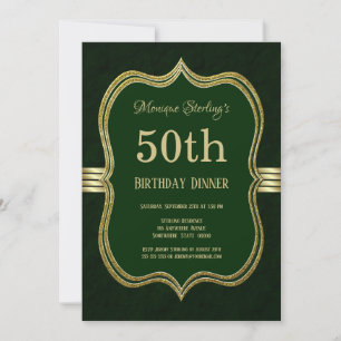 Green und Gold 50. Geburtstags Dinner Party Einladung