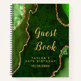 Green und Gold Agate Birthday Gästebuch Notizbuch