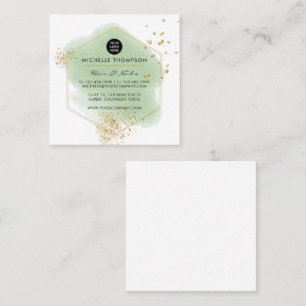 Green und Gold Brushstricks Square Business Card Quadratische Visitenkarte
