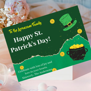 Green und Gold Coins Lines St Patrick's Day Card Mitteilungskarte