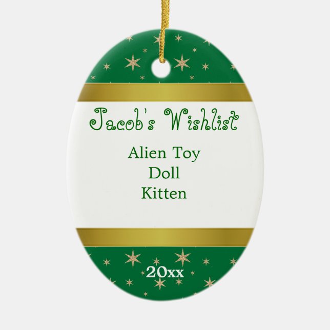 Green und Gold Custom Wishlist Ornament (Vorne)