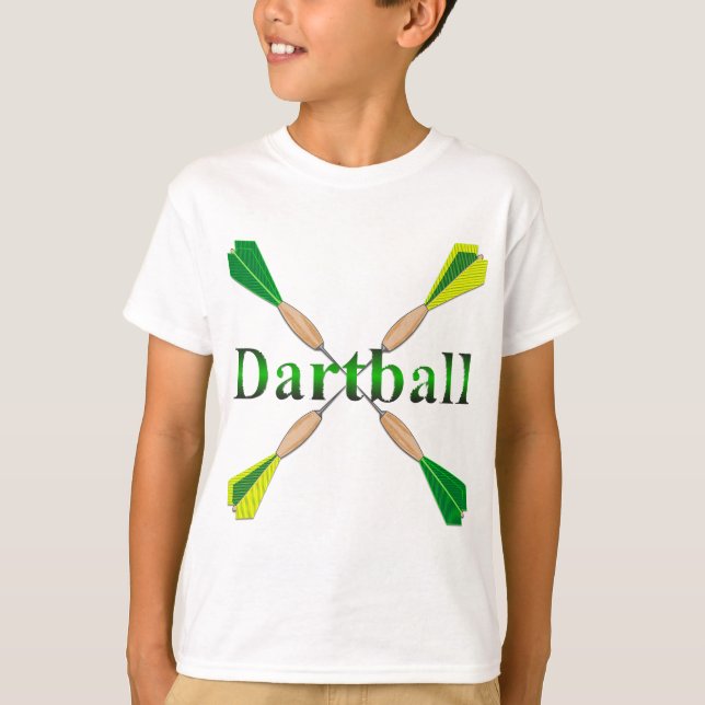 Green und Gold Dartball Darts T-Shirt (Vorderseite)