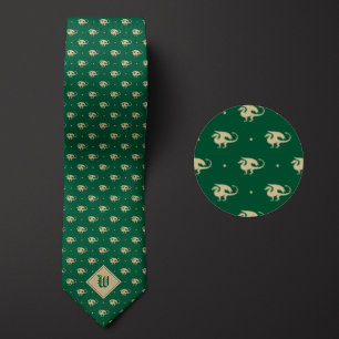 Green und Gold Dragon in Profil mit Monogram Krawatte