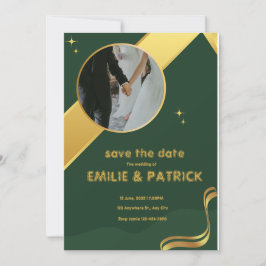 Green und Gold einfach Save the Date Einladung