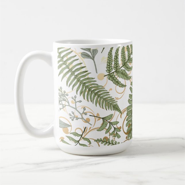 Green und Gold Fern Muster Kaffeetasse (Links)