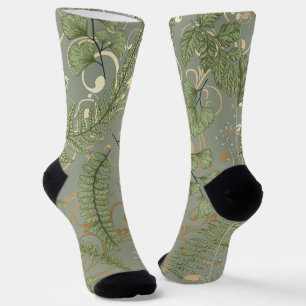 Green und Gold Fern Muster Socken
